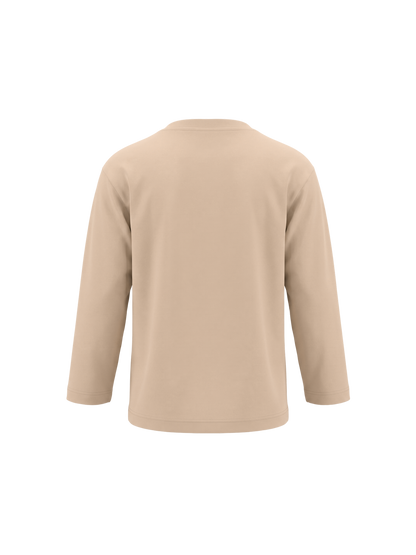 Beige Pocket Teddy | Dievčenské tričko s dlhým rukávom - voľný strih