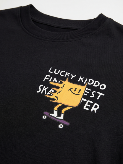 Black Skater | Chlapčenské tričko s krátkym rukávom - voľný strih
