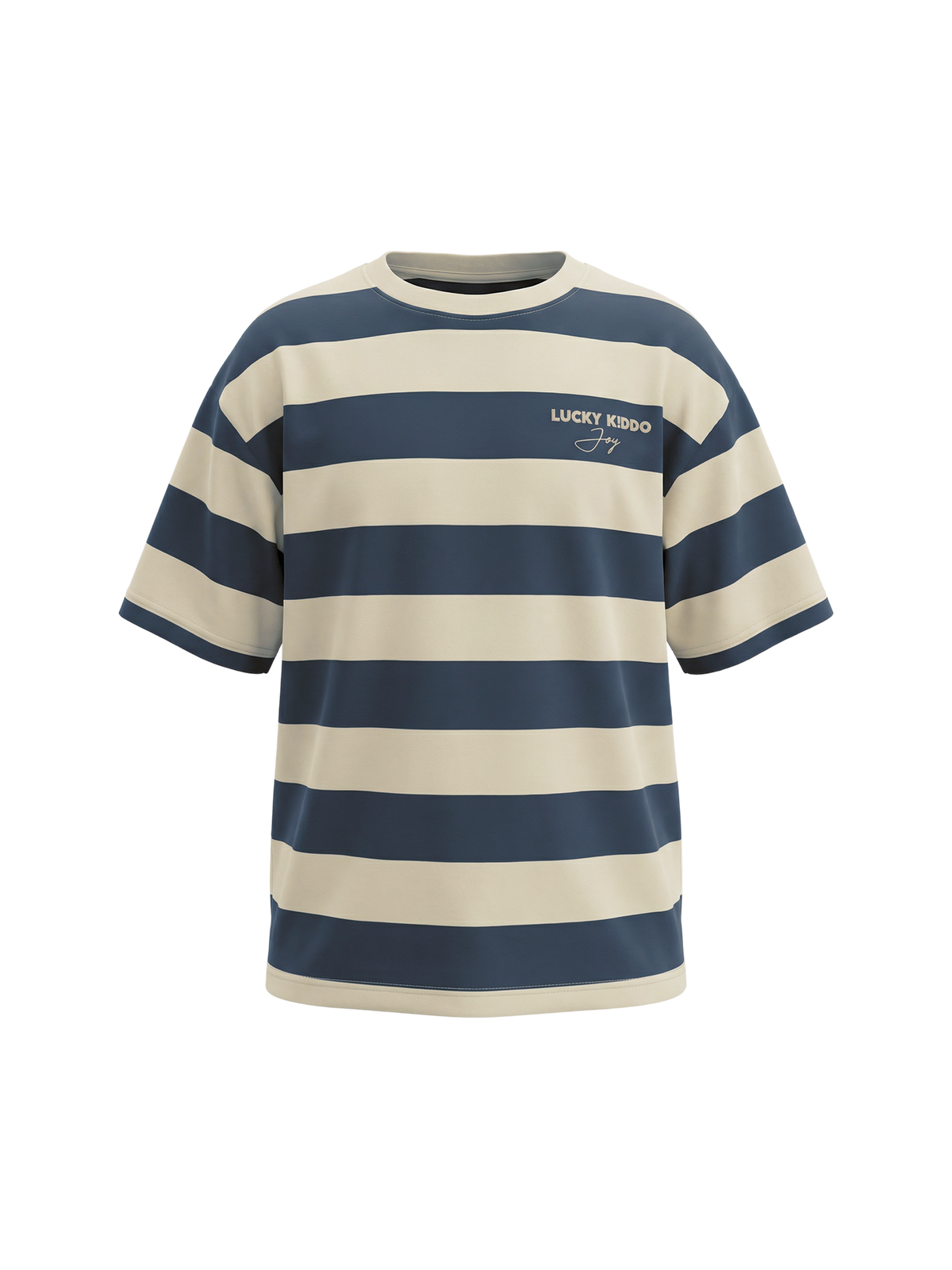 Sand Navy Stripes | Chlapčenské tričko s krátkym rukávom - voľný strih