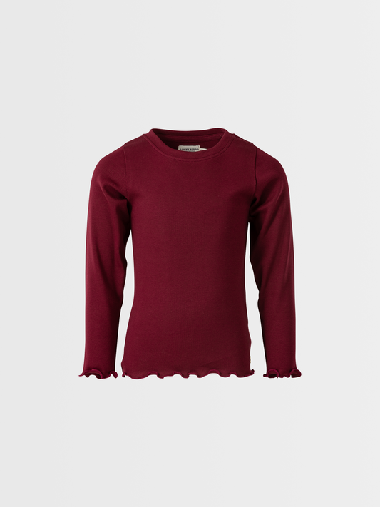 Berry Red | Dievčenské tričko s dlhým rukávom in rebrasto strukturo