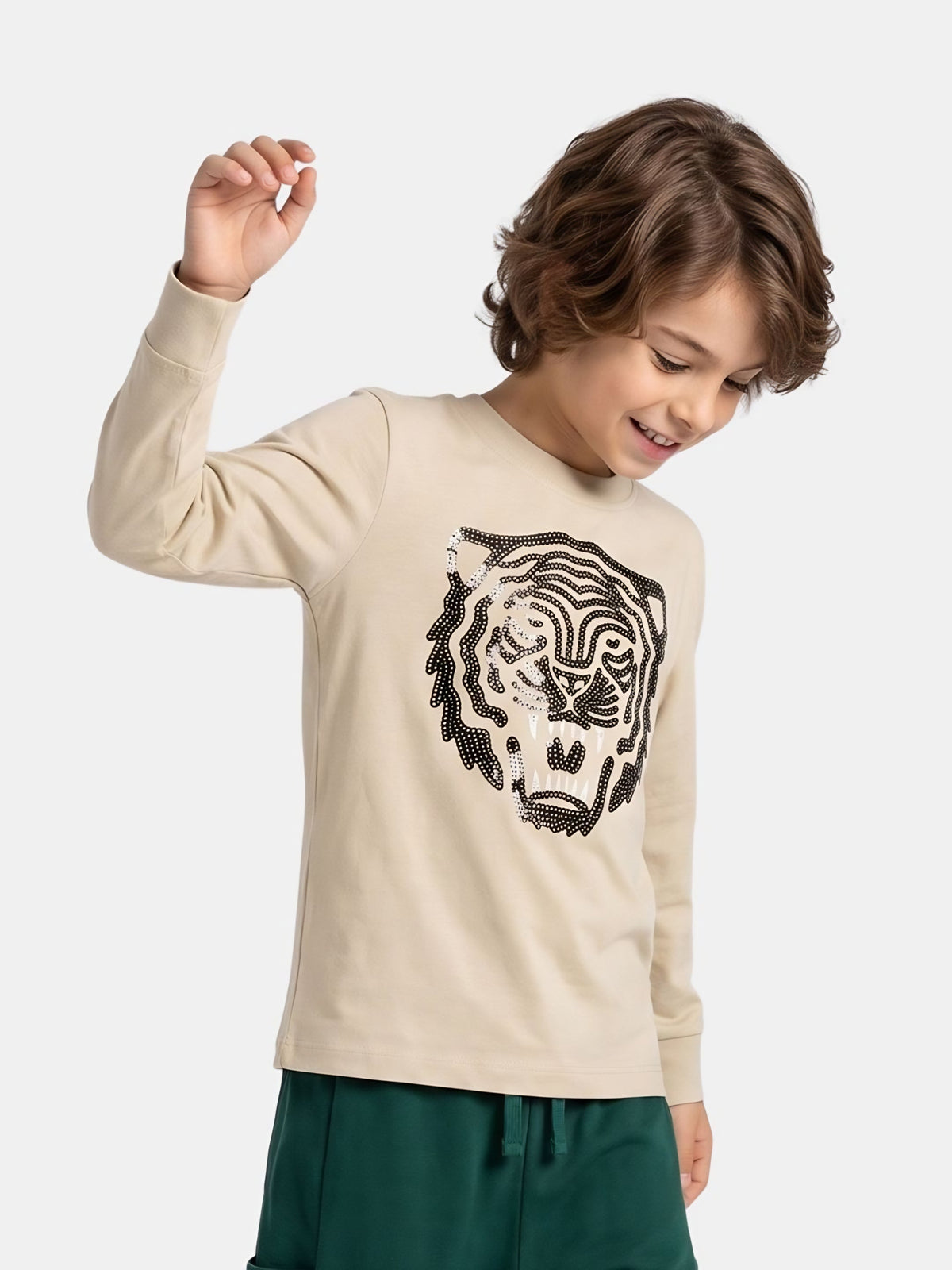Tiger Beige | Chlapčenské tričko s dlhým rukávom