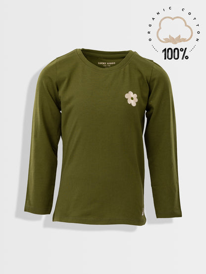 Dark Green | Dievčenské tričko s dlhým rukávom