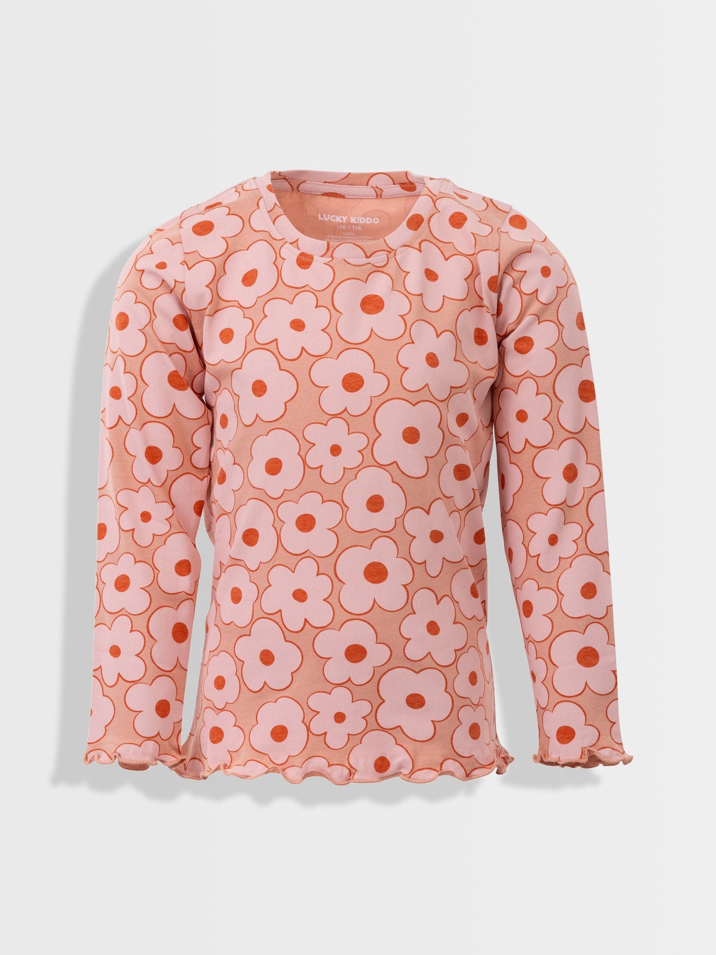 Peach Beige Flowers | Dievčenské tričko s dlhým rukávom