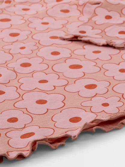 Peach Beige Flowers | Dievčenské tričko s dlhým rukávom