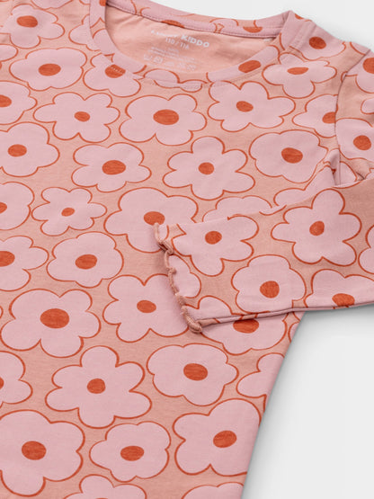 Peach Beige Flowers | Dievčenské tričko s dlhým rukávom