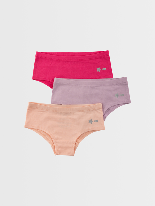 Ružová + fialová + pink | Dievčenské slipové nohavičky (3 ks)