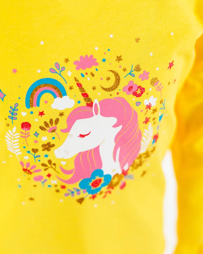 Enchated Unicorn Yellow  | Dievčenská tričko s dlhým rukávom