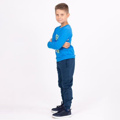 Dark Blue | Chlapčenské zimné teplákové nohavice typu jogger