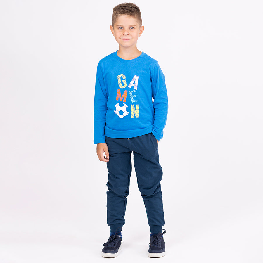 Dark Blue | Chlapčenské zimné teplákové nohavice typu jogger