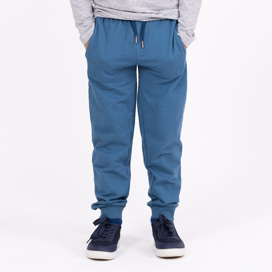 Denim Blue | Chlapčenské zimné teplákové nohavice typu jogger